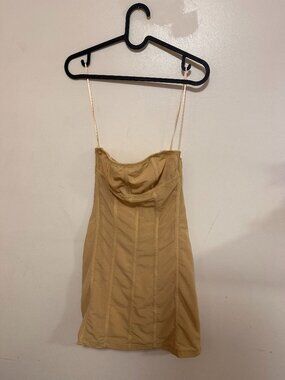 Nude corset mini body-con dress with detachable straps (urban outfitters)